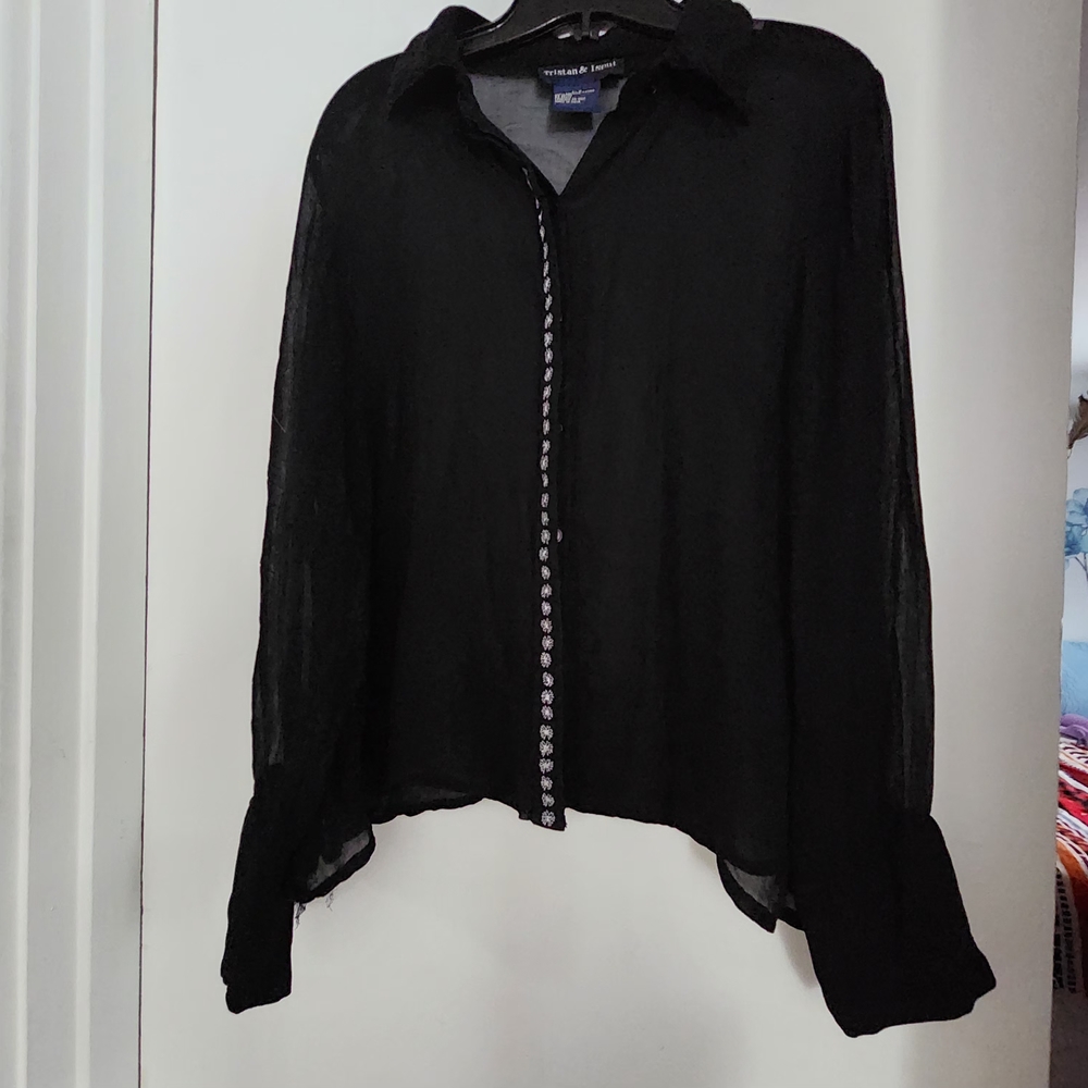 Tristan Black Sheer Button-Down Shirt - Picture 5 of 6